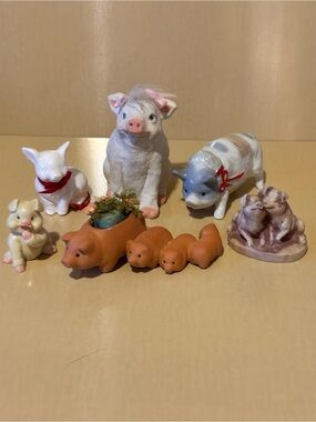 Set of 6 Vintage Pig Figurines